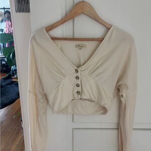 Madewell Cream Buttoned Crop Top
